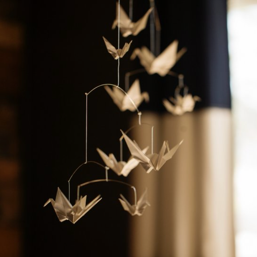 All White Origami Paper Crane Mobile – The Timeless Crane