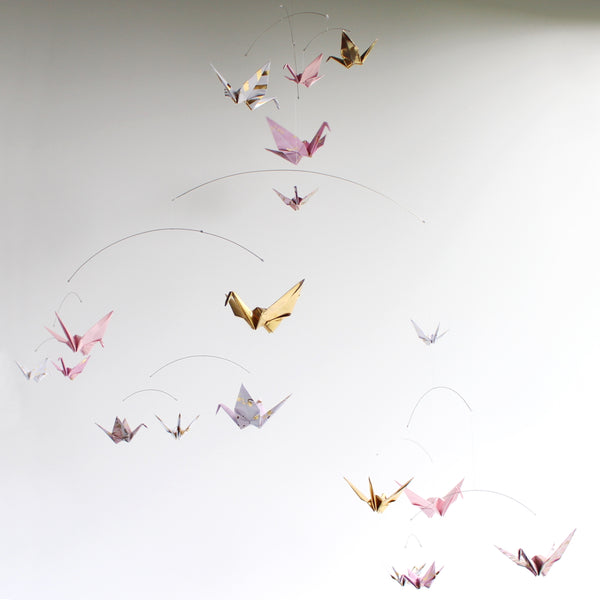 Pink and Gold Crane Mobile – The Timeless Crane