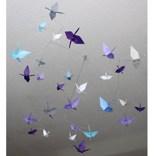 Large Calder Style Paper Crane Mobile in Solid Colors