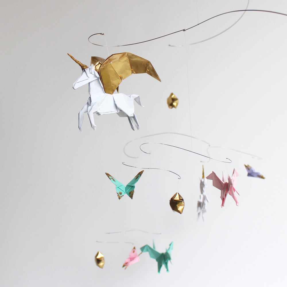 Unicorn Fantasy Themed Origami Paper Mobile